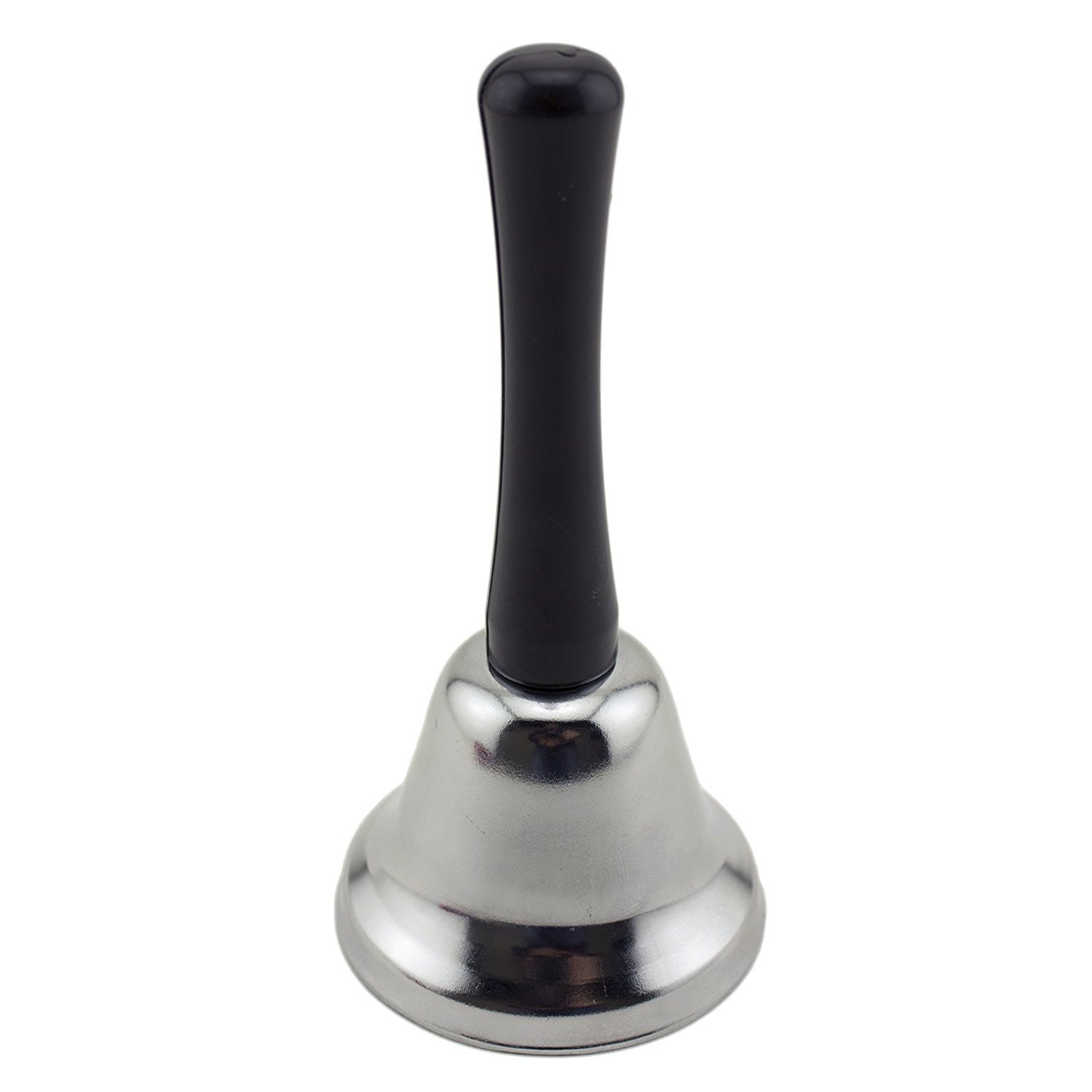 Black Plastic Handle School Metal Silver Tone Bell Handbell Steel Tea Hand New 